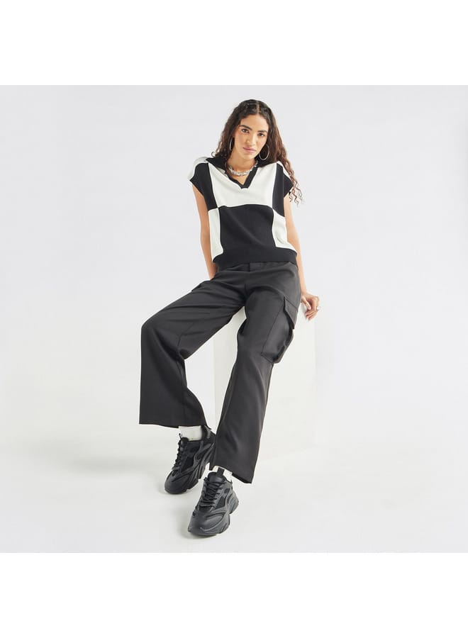 Splash FAV Colourblock T-shirt with Collar and Extended Sleeves  - Image 2
