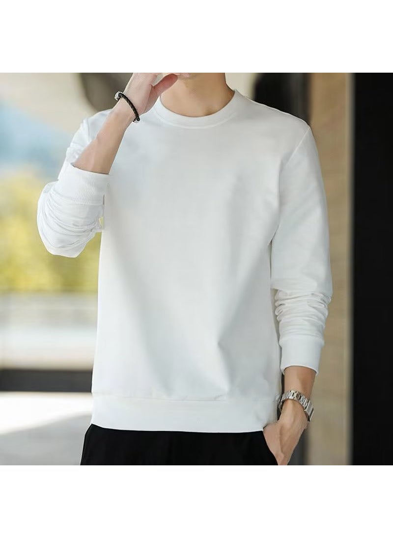 Generic - Sweatshirt Men Spring Autumn Thin Style Youth Fashion Pullover Long Sleeve Round Neck White Base Layer Top Loose Fit Brown - Image 1