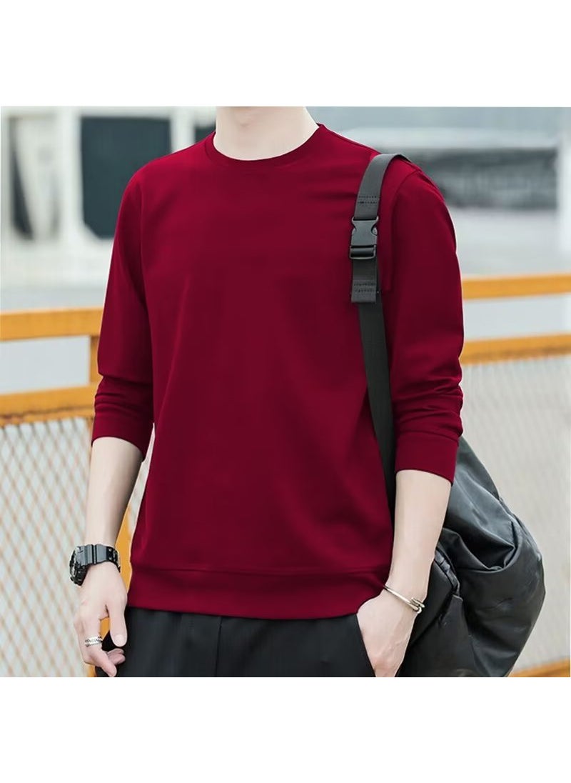 Generic - Sweatshirt Men Spring Autumn Thin Style Youth Fashion Pullover Long Sleeve Round Neck White Base Layer Top Loose Fit Brown - Image 1