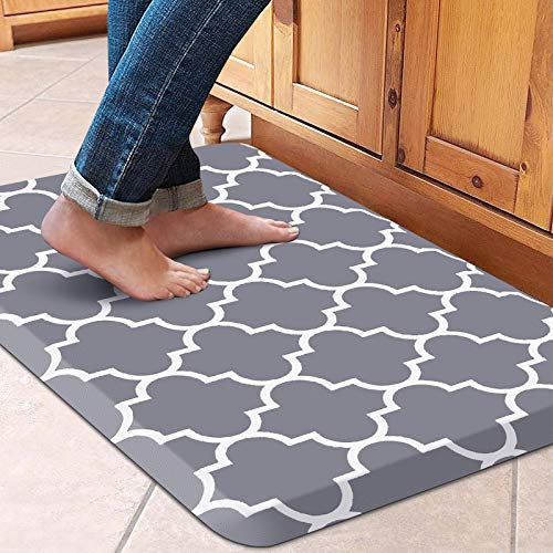 WISELIFE Kitchen Mat and Rugs Cushioned AntiFatigue173x 28Non Slip Waterproof Ergonomic Comfort Mat for Kitchen Floor Home Office Sink Laundry Grey