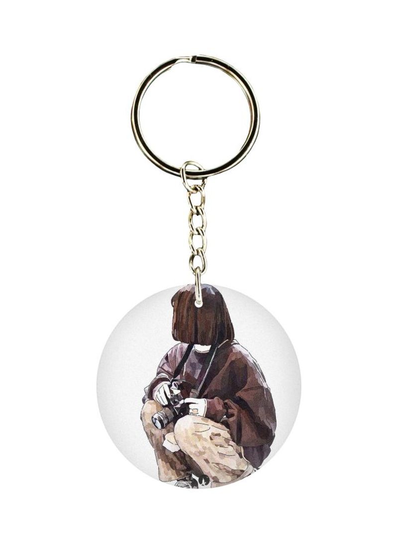 Girl Printed Double Sided Keychain