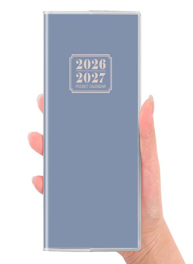 SKYDUE Pocket Calendar 2026-2027, Monthly Planner Jan 2026- Dec 2027 for Purse, 6.7" x 3.7" 2 Year Small Pocket Planner, Compact Design with Plastic Sleeve Blue - Image 1
