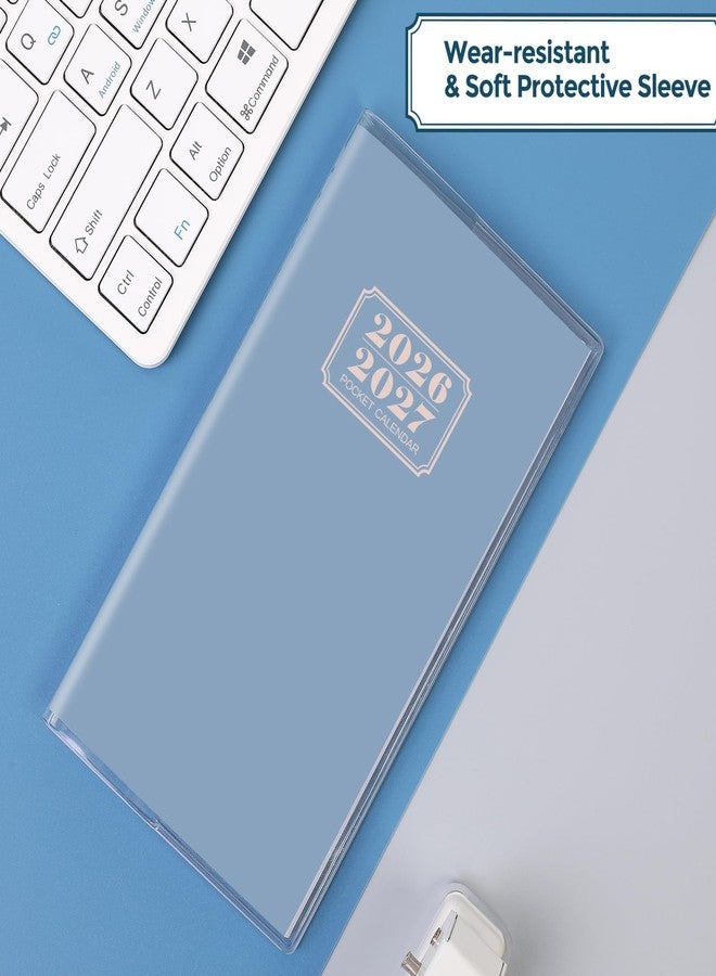 SKYDUE Pocket Calendar 2026-2027, Monthly Planner Jan 2026- Dec 2027 for Purse, 6.7" x 3.7" 2 Year Small Pocket Planner, Compact Design with Plastic Sleeve Blue - Image 3