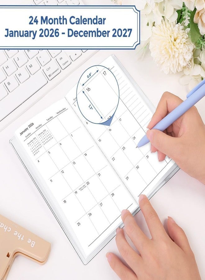 SKYDUE Pocket Calendar 2026-2027, Monthly Planner Jan 2026- Dec 2027 for Purse, 6.7" x 3.7" 2 Year Small Pocket Planner, Compact Design with Plastic Sleeve Blue - Image 4