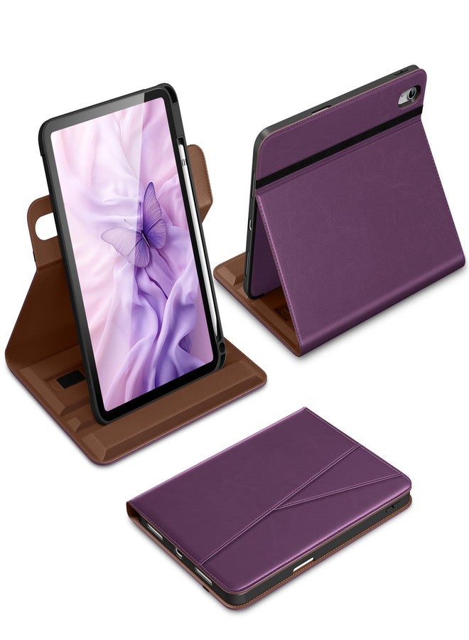 DTTO for iPad A16 Case, iPad 11th / 10th Generation Case (2025/2022), 360 Degree Rotating Premium Leather Folio Stand Cover with Pencil Holder, Purple - Image 1