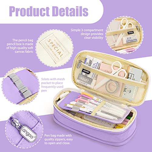 LHMTQVK Large Capacity Pencil Case Pencil Pouch Handheld Pen Bag, school pencil case for Teen Girl Boy Men Women Adult (Purple-beige) - Image 5
