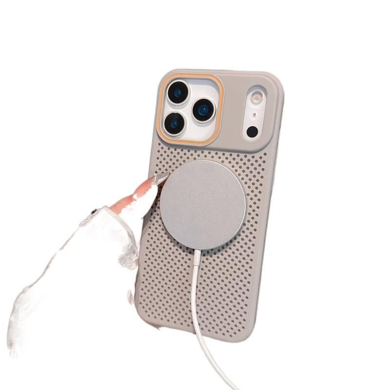 غطاء MagSafe بPC لـ iPhone 17 / 17 Air / 17 Pro / 17 Pro Max باللون رمادي تيتانيوم مغناطيسي مع نمط شبكي وتبديد الحرارة مع رفيع جداً مع مغناطيس قوي للاستخدام المنزلي للسفر للهدايا - Image 5