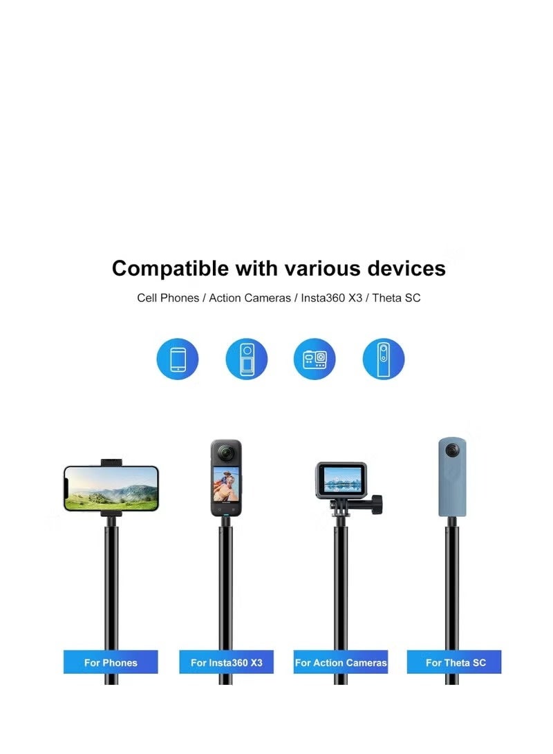 Makrystorm Handheld Camera Selfie Stick and Tripod for Insta360 Time Bundle, Invisible Selfie stick for Insta360 X5/X4/ X3/ GO 3S/ One X2/One RS/One R/One etc. Sports Cameras Accessories - Image 5
