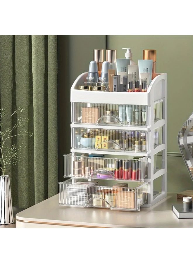 1pc Clear Plastic White Multi Layer Desktop Organizer With Drawers Versatile Storage For Cosmetics Jewelry Stationery Space Saving Bathroom Bedroom Countertop Organizer Elegant Design Sturdy Construction Home Organization - Image 5