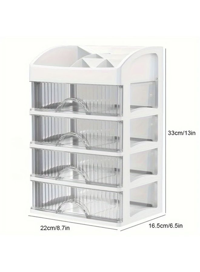 1pc Clear Plastic White Multi Layer Desktop Organizer With Drawers Versatile Storage For Cosmetics Jewelry Stationery Space Saving Bathroom Bedroom Countertop Organizer Elegant Design Sturdy Construction Home Organization - Image 3