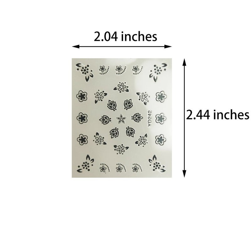 Tazimi 4500 Pieces Flowers Nail Stickers Kit 90 Sheets 3D Mini Nail Art Stickers Black White Colorful Various Patterns Flower Decals Self-Adhesive False Sticker for Women DIY Decor Birthday Party Favors Gift - Image 2