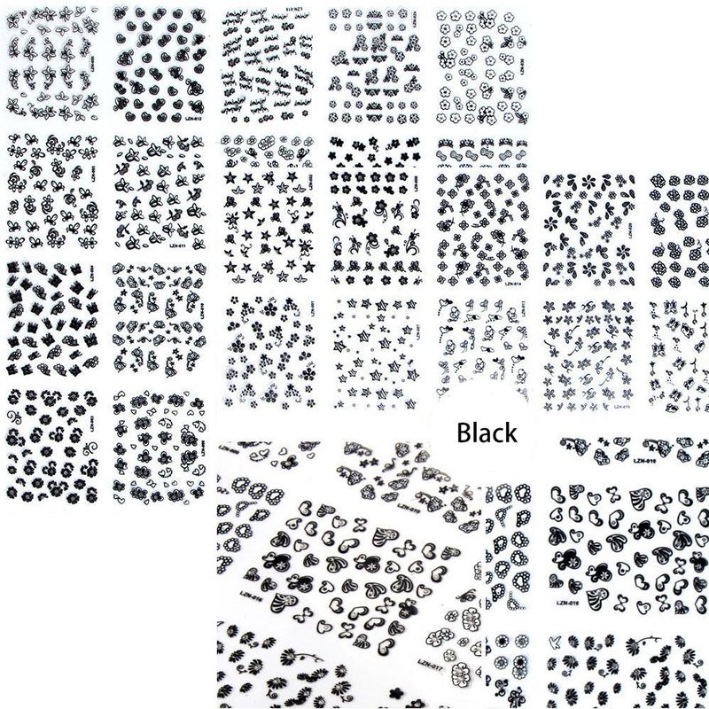 Tazimi 4500 Pieces Flowers Nail Stickers Kit 90 Sheets 3D Mini Nail Art Stickers Black White Colorful Various Patterns Flower Decals Self-Adhesive False Sticker for Women DIY Decor Birthday Party Favors Gift - Image 5