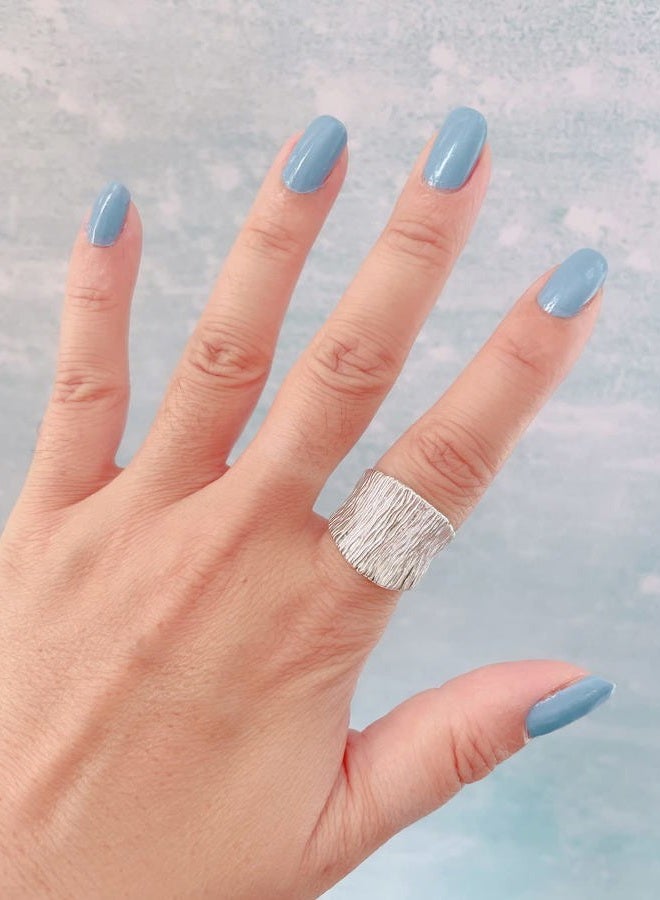MINDDHA 925 Sterling Silver Women's Statement Rings- Handmade Silver Chunky Rings, Thick Wide Silver Rings for Women, Designer Large Rings, Silver Hammered Rings, Statement Jewelry for Women, 17mm - Image 4