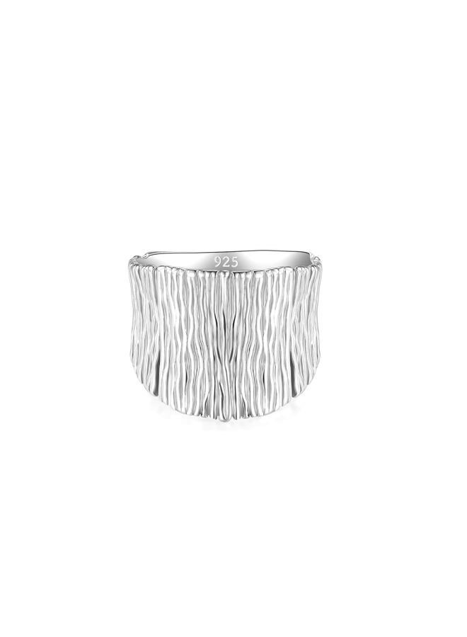 MINDDHA 925 Sterling Silver Women's Statement Rings- Handmade Silver Chunky Rings, Thick Wide Silver Rings for Women, Designer Large Rings, Silver Hammered Rings, Statement Jewelry for Women, 17mm - Image 2