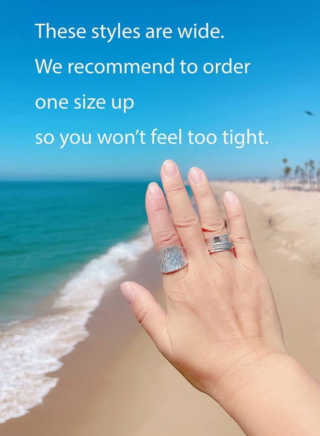 MINDDHA 925 Sterling Silver Women's Statement Rings- Handmade Silver Chunky Rings, Thick Wide Silver Rings for Women, Designer Large Rings, Silver Hammered Rings, Statement Jewelry for Women, 17mm - Image 3