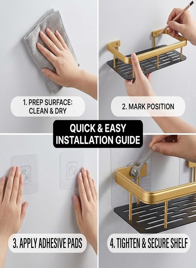 MagicMonk 1-Pack Aluminium Self Adhesive Bathroom Shelf Organizer – Wall Mounted, Organiser Without Drill, Rack Holder Stand for Bathroom, Kitchen Accessories - Large Capacity Rustproof - Image 4