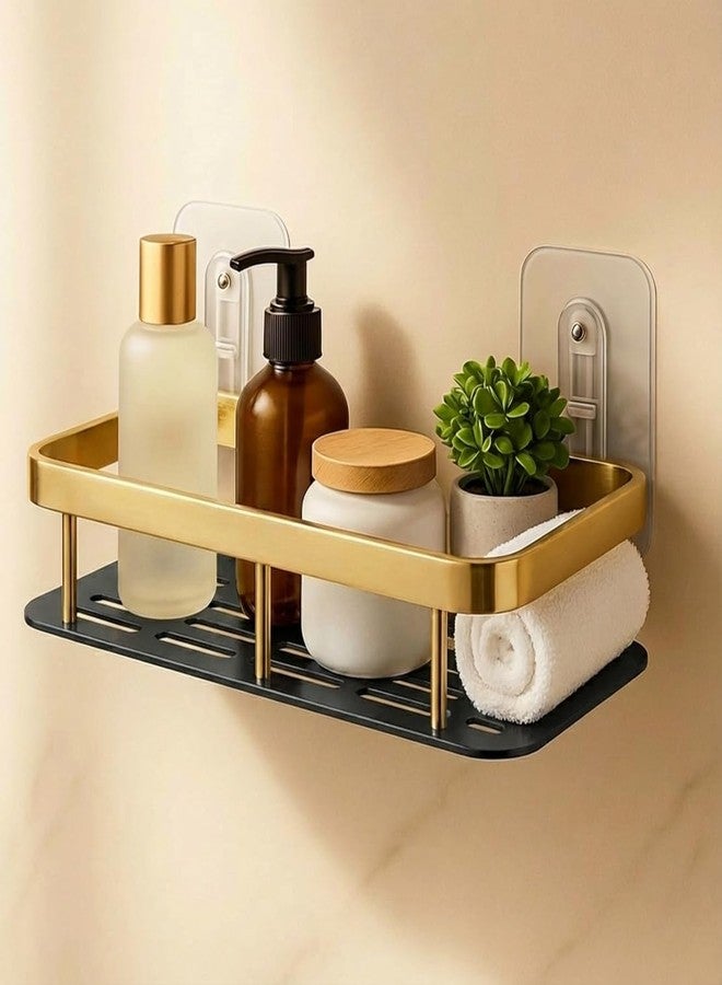 MagicMonk 1-Pack Aluminium Self Adhesive Bathroom Shelf Organizer – Wall Mounted, Organiser Without Drill, Rack Holder Stand for Bathroom, Kitchen Accessories - Large Capacity Rustproof - Image 1