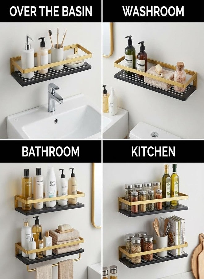 MagicMonk 1-Pack Aluminium Self Adhesive Bathroom Shelf Organizer – Wall Mounted, Organiser Without Drill, Rack Holder Stand for Bathroom, Kitchen Accessories - Large Capacity Rustproof - Image 2