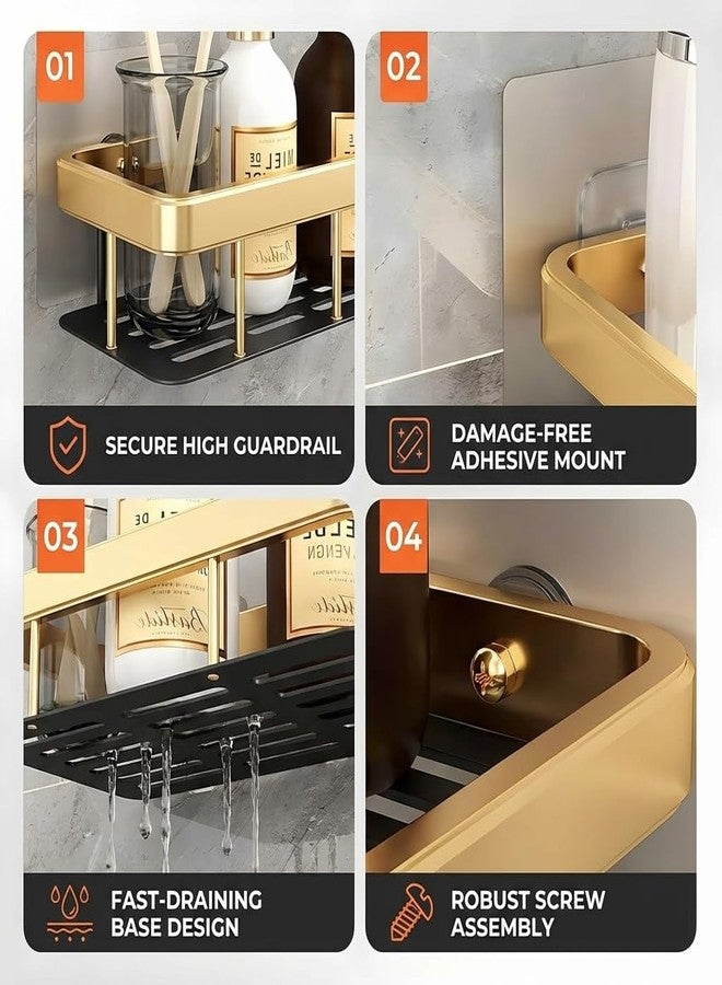 MagicMonk 1-Pack Aluminium Self Adhesive Bathroom Shelf Organizer – Wall Mounted, Organiser Without Drill, Rack Holder Stand for Bathroom, Kitchen Accessories - Large Capacity Rustproof - Image 3