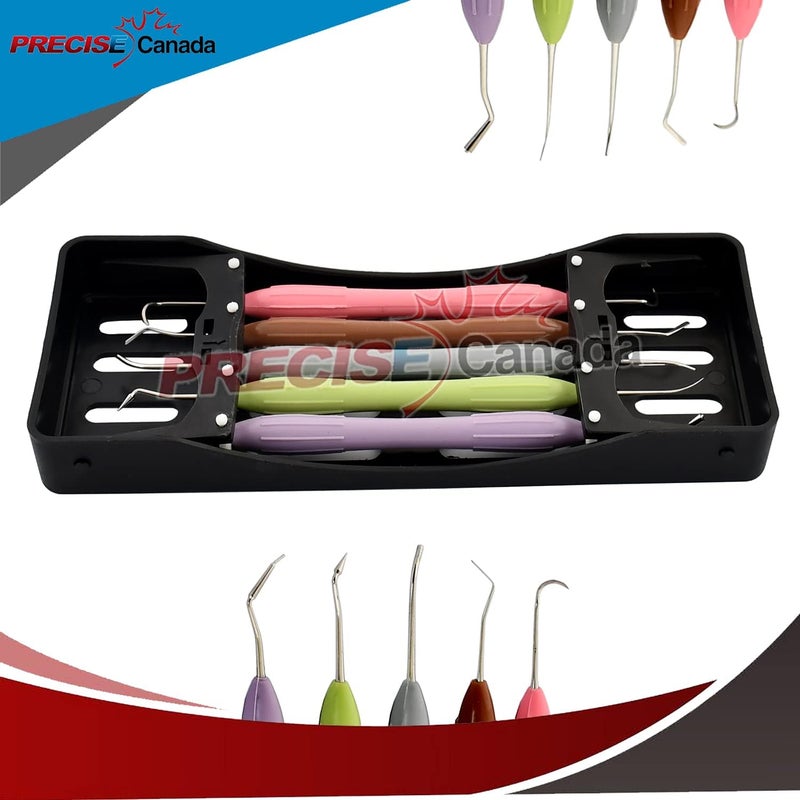 PRECISE CANADA مجموعة أدوات حشو الأسنان المركبة بمقبض سيليكون 5 قطع DN-2285 - Image 2