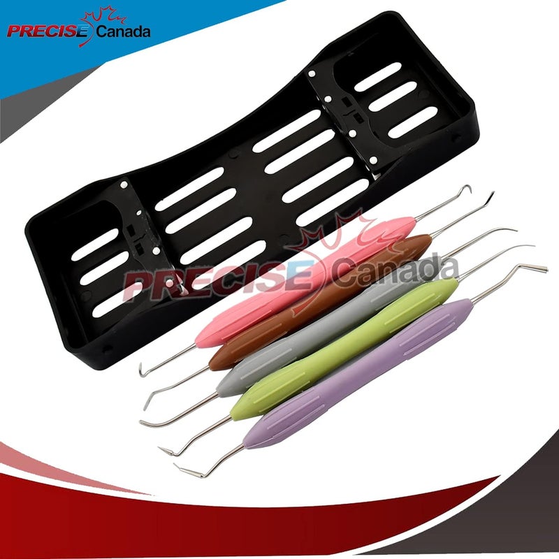 PRECISE CANADA مجموعة أدوات حشو الأسنان المركبة بمقبض سيليكون 5 قطع DN-2285 - Image 3