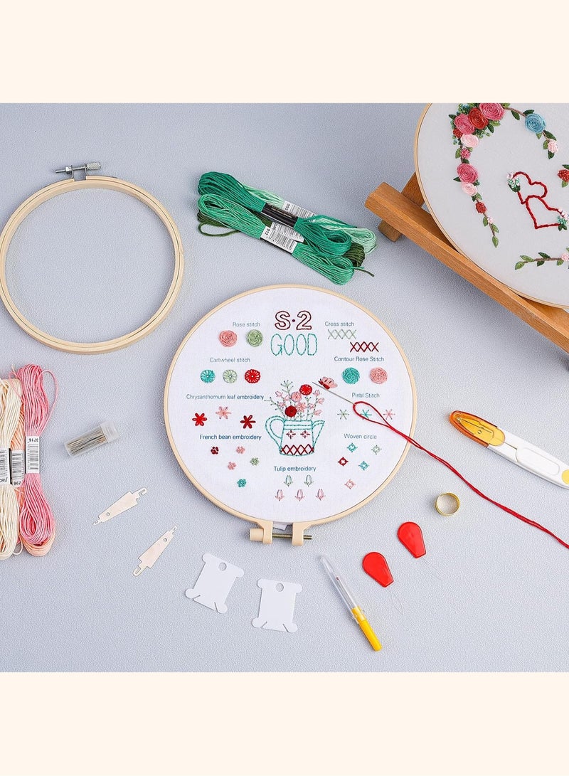 6-piece round embroidery hoop set beige, light beige, sizes 9.2/12.3/16/20/24.2/27.1 cm, suitable for embroidery, hand sewing, and decoration.  - Image 5