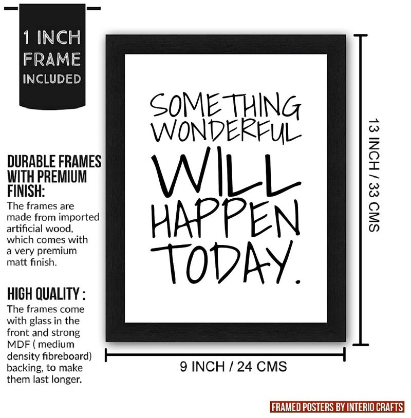 Interio Crafts Synthetic Wood Something Wonderful Positive Inspirational Quote Wall Frame Framed Poster (Frame Size-13.5X10 Inches, Black) - Image 4