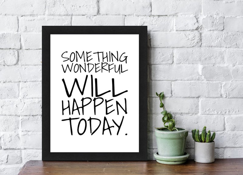 Interio Crafts Synthetic Wood Something Wonderful Positive Inspirational Quote Wall Frame Framed Poster (Frame Size-13.5X10 Inches, Black) - Image 2