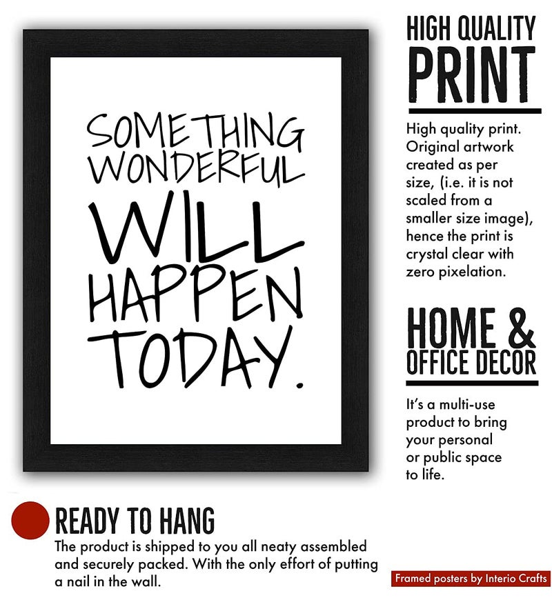 Interio Crafts Synthetic Wood Something Wonderful Positive Inspirational Quote Wall Frame Framed Poster (Frame Size-13.5X10 Inches, Black) - Image 3