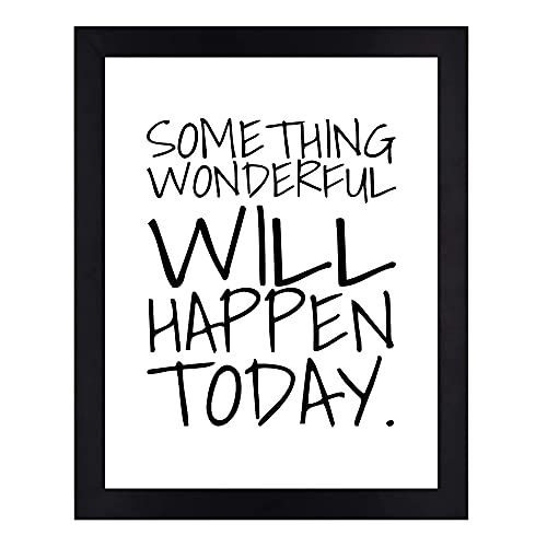 Interio Crafts Synthetic Wood Something Wonderful Positive Inspirational Quote Wall Frame Framed Poster (Frame Size-13.5X10 Inches, Black) - Image 1