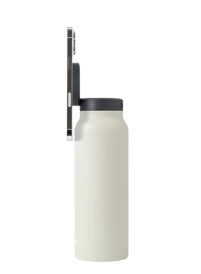 Ringo Water Bottle + Free Magnetic Booster Ring | Stainless Steel Hydration Bottle w/ Integrated MagSafe Phone Mount, 12Hrs Hot/24Hrs Cold, BPA-Free, Works w/ All Devices Android & iOS - Ivory 24Oz