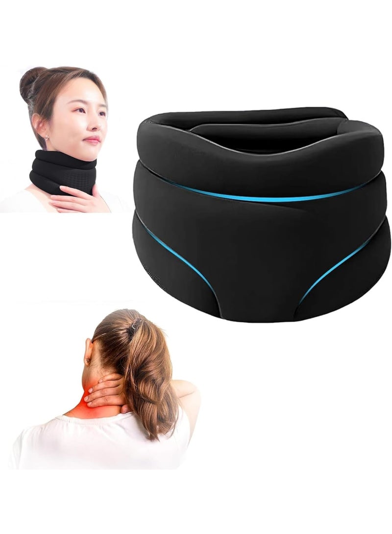 SOLARAE Cervicorrect Neck Brace for Snoring Relief - 2024 Upgraded, Healthy Lab Co - Cervical Collar, Soft Foam, Neck Pain Support, Wrap & Stabilize - Men, Women (Black) - Image 1