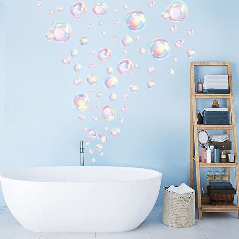 Uonlytech Bubble Wall Decal Stickers, Under The Sea Birthday Party Decor Colour Bubble Ocean Background Water Bath Decor for Mermaid Baby Shower - Image 5