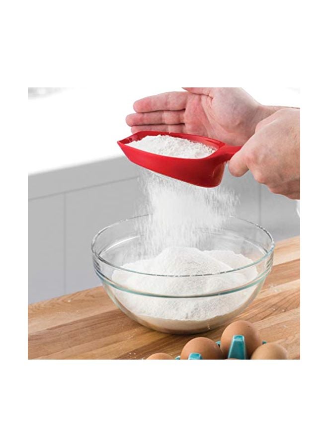 Tovolo Scoop & Sift Flour Sifter for Baking Dusting 1 Cup Fine 20 Mesh Sieve Flour Duster, Easy Scoop Dishwasher Safe Powdered Sugar Flour Sifting Tool for Aerating Coating Dusting, Candy Apple Red - Image 2