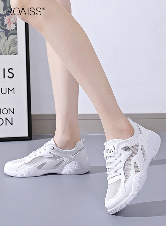 roaiss Breathable Mesh Running Shoes for Women Lightweight Athletic Sneakers Cloud Cushion Comfort All Day Walking Shoes Versatile Gym Fashion Sneaker Slip Resistant Design White  - Image 5