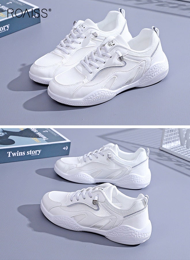 roaiss Breathable Mesh Running Shoes for Women Lightweight Athletic Sneakers Cloud Cushion Comfort All Day Walking Shoes Versatile Gym Fashion Sneaker Slip Resistant Design White  - Image 4