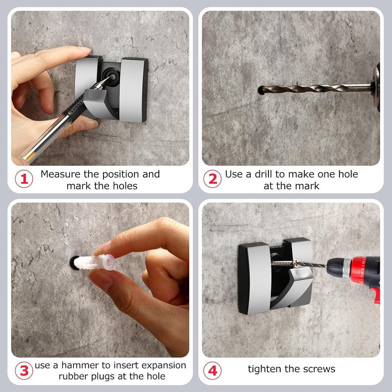 Queekay 4 Pcs Folding Hideaway Coat Hooks Heavy Duty Wall Towel Hooks for Bathrooms Retractable Coat Space Aluminum Wall Hanging Holder for Closet Scarf Hat Robe Key Purse Bag(Gray) - Image 5
