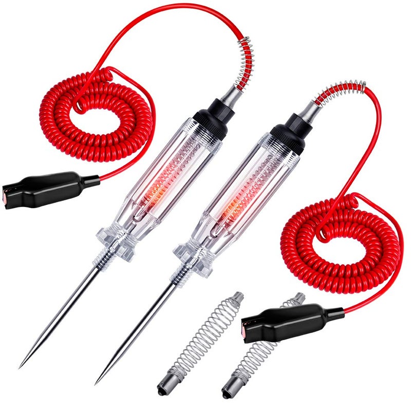JASTIND 2PCS Heavy Duty Automotive Circuit Tester Premium 624V Test Light with Extended Spring Test Leads Sharp Piercing Probe Circuit Voltage Tester with Replacement Indicator Light for CarVehicles - Image 2