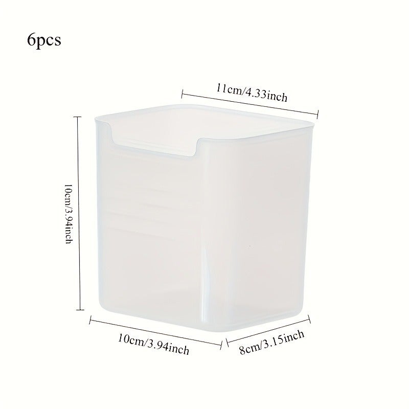 6pcs Set - Clear Refrigerator Storage Bins with Easy-Grip Handles, Space-Saving Kitchen Organization - Perfect for Fridge Door And Counter, Modern Food Sorting Boxes - Image 1