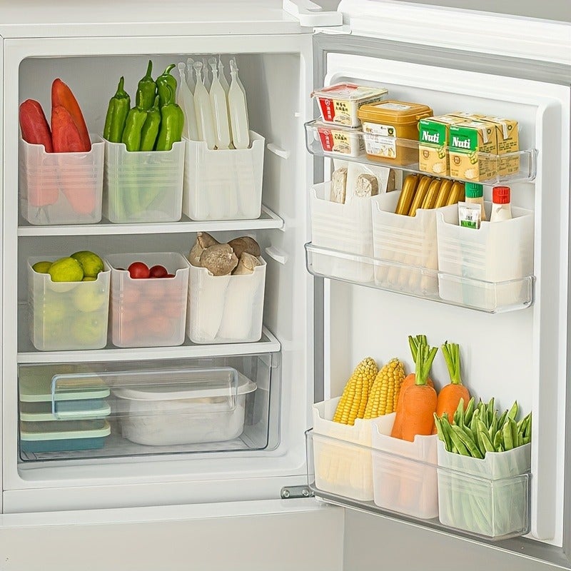 6pcs Set - Clear Refrigerator Storage Bins with Easy-Grip Handles, Space-Saving Kitchen Organization - Perfect for Fridge Door And Counter, Modern Food Sorting Boxes - Image 3