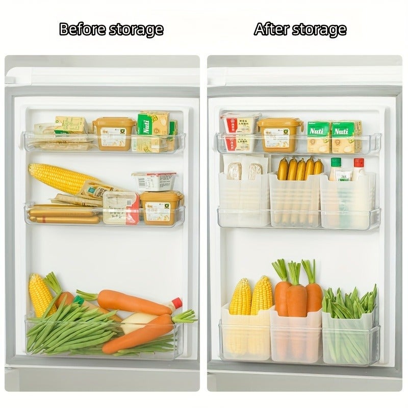 6pcs Set - Clear Refrigerator Storage Bins with Easy-Grip Handles, Space-Saving Kitchen Organization - Perfect for Fridge Door And Counter, Modern Food Sorting Boxes - Image 4