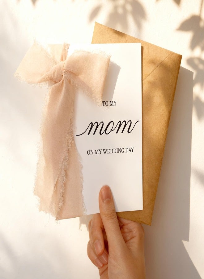 SEEBERY Wedding Day Card for Mom with a Champagne Ribbon -To MyMother on My Wedding Day, Mother of the Bride or Groom Gift, Sentimental Thank You Card from Daughter or Son - Image 3