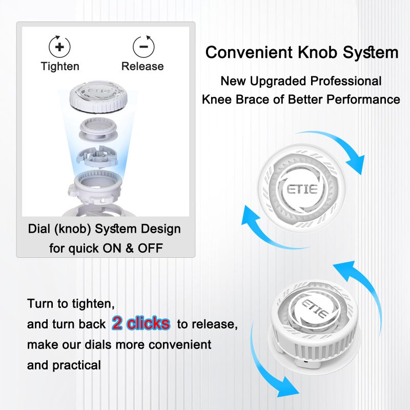 Kuangmi Knob Knee Brace for Pain Relief, Knee Support with Patella Gel Pad & Side Stabilizers, Compression Knee Sleeve for Workout, Arthritis, Joint Pain, Meniscus Tear (White,Right,Large,Single) - Image 2