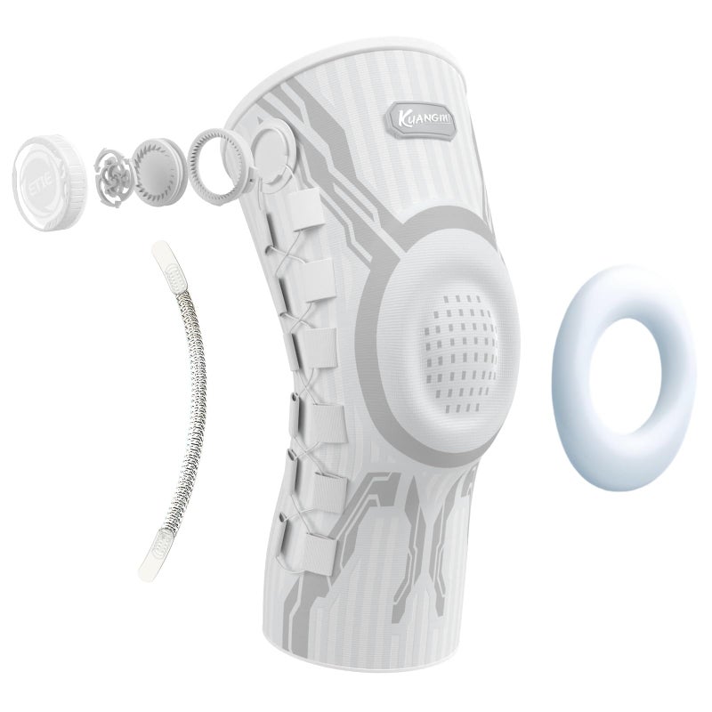 Kuangmi Knob Knee Brace for Pain Relief, Knee Support with Patella Gel Pad & Side Stabilizers, Compression Knee Sleeve for Workout, Arthritis, Joint Pain, Meniscus Tear (White,Right,Large,Single) - Image 1