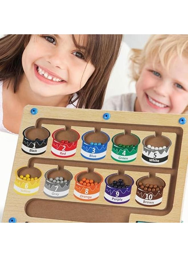 إي سي في في متاهة مغناطيسية ملونة وأرقام، ألعاب لوحية ألغاز مغناطيسية خشبية للأطفال الصغار، ألعاب العد المطابقة من مونتيسوري، فرز الألوان، المهارات الحركية الدقيقة، هدايا للأولاد والبنات 2 3 4 5 سنوات - Image 2