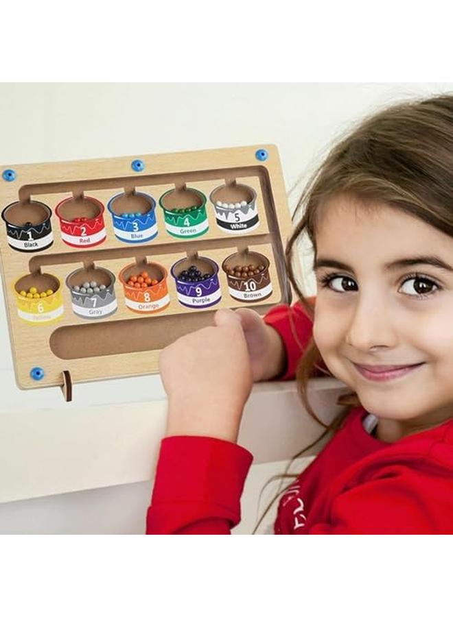 إي سي في في متاهة مغناطيسية ملونة وأرقام، ألعاب لوحية ألغاز مغناطيسية خشبية للأطفال الصغار، ألعاب العد المطابقة من مونتيسوري، فرز الألوان، المهارات الحركية الدقيقة، هدايا للأولاد والبنات 2 3 4 5 سنوات - Image 3
