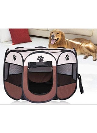 Pet Playpen Kennel Cage (Small, Brown) 65