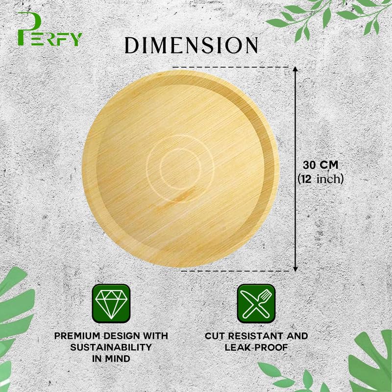 Perfy 12 Inch Areca Palm Leaf Round Plates Natural and Biodegradable Disposable EcoFriendly PlatesDinnerware Plate for Party Wedding Event Plates 50Pack30cm - Image 3
