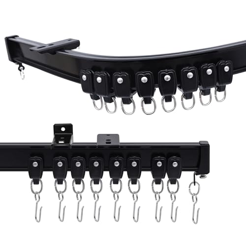 MaKefeile Flexible Ceiling Curtains Track Bendable Ceiling Mount Curtain Track for Room Divider Aluminum Curtain Tracks Rail with Hooks Set for Window RV Shower Outdoor Hospital Black 312ft - Image 1