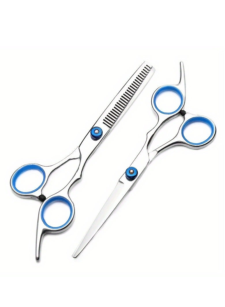Hair Cutting Scissors Kits,2 Pcs Stainless Steel Hairdressing Shears Set Professional Thinning Scissors For Barber/Salon/Home/Men/Women/Kids/Adults Shear Sets - Image 1
